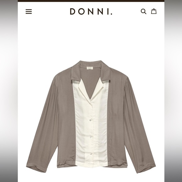 DONNI x Madewell Silky Bowling Shirt Mushroom - Picture 3 of 8